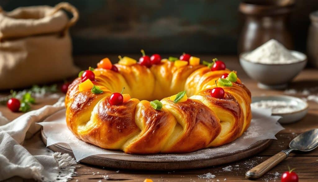 découvrez la recette traditionnelle de la couronne des rois, une délicieuse brioche aux fruits confits, idéale pour célébrer l'épiphanie en famille.