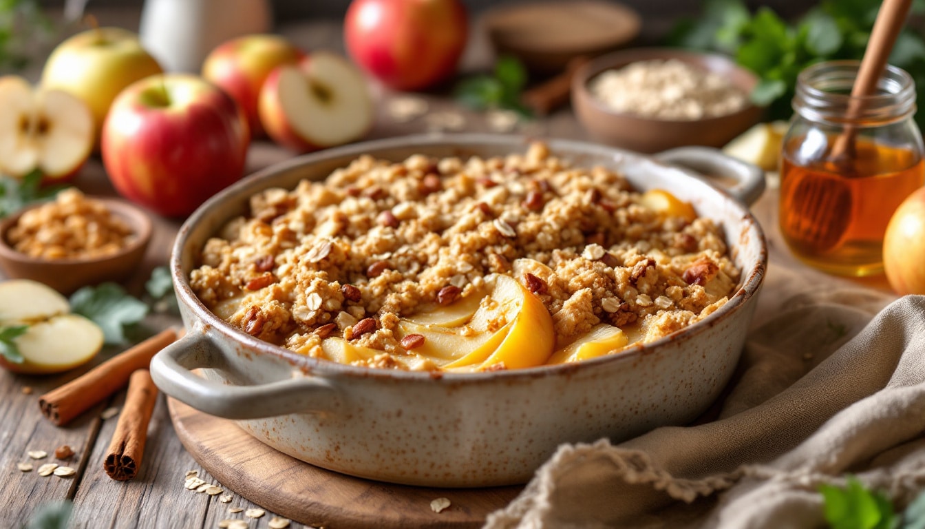découvrez notre recette facile et gourmande de crumble healthy aux pommes, un dessert léger et délicieux parfait pour toutes les occasions.