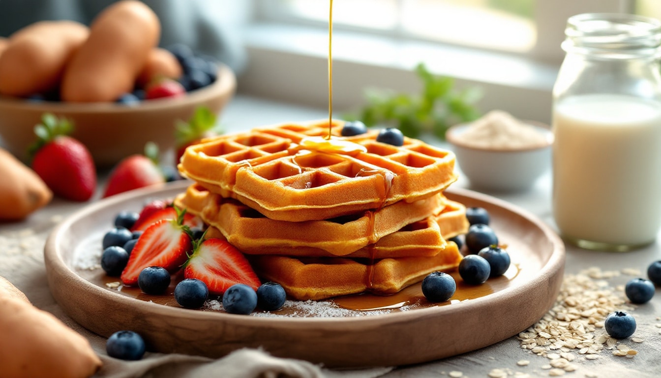 découvrez notre recette rapide et facile de gaufres à la patate douce, healthy et délicieuses, parfaites pour un goûter sain ou un petit-déjeuner gourmand.