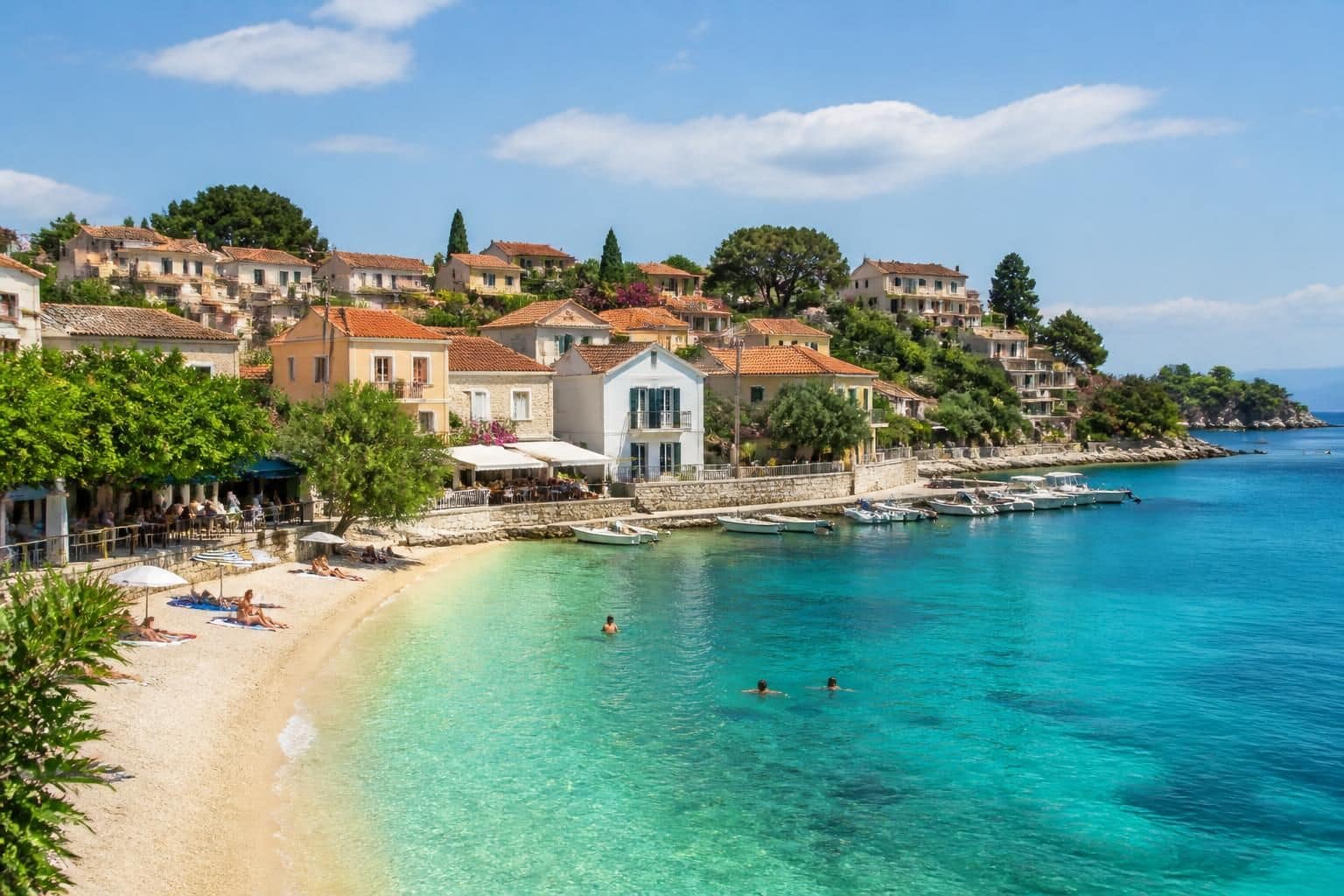 découvrez kassiopi, un village pittoresque de corfou, avec ses plages magnifiques et son charme authentique au nord-est de l'île.